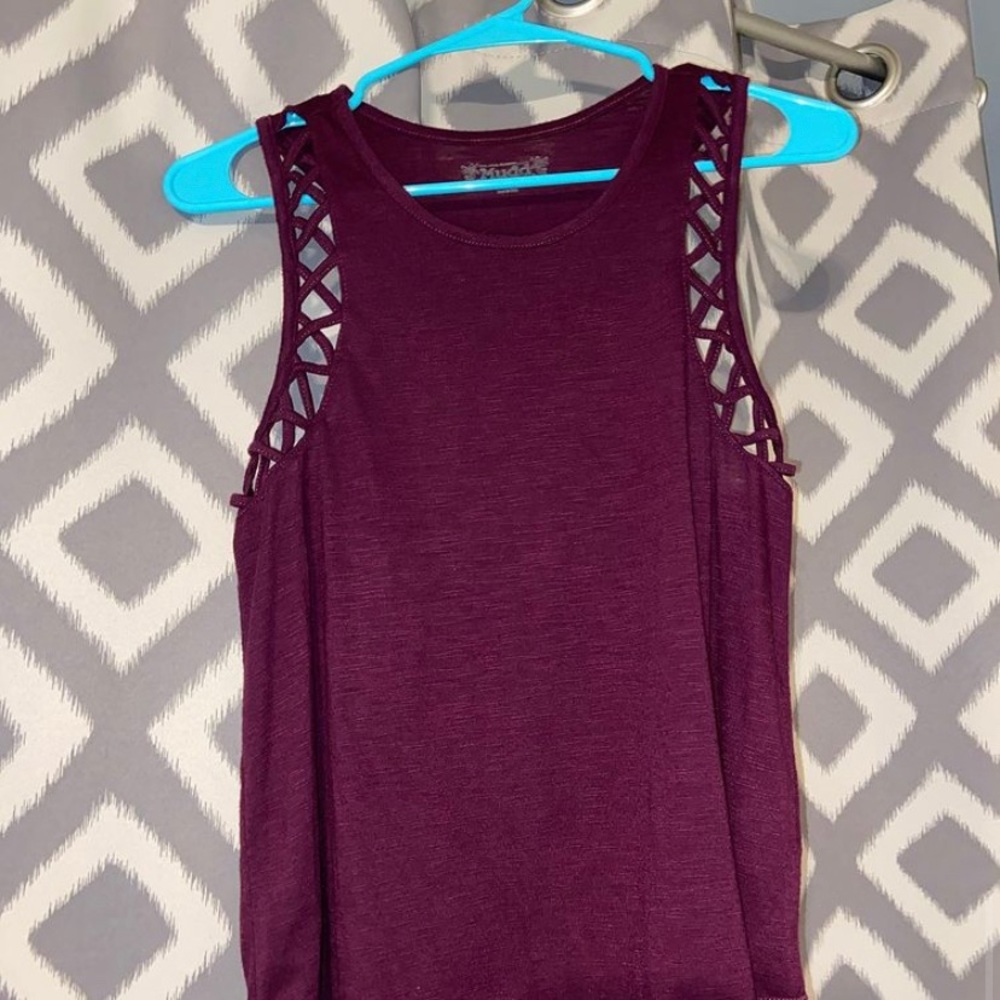 mudd racer back tank top, maroon